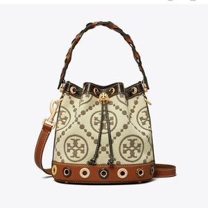 Tory Burch Grommet Monogram Bucket Bag